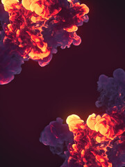 Abstract composition with hot chemical smoke. 3d rendering digital illustration