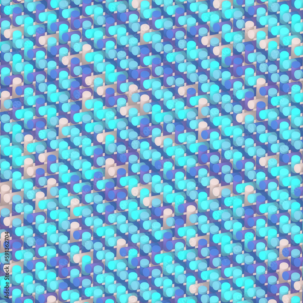 Poster Creative digital background of many cylinders with a trendy gradient. 3d rendering illustration