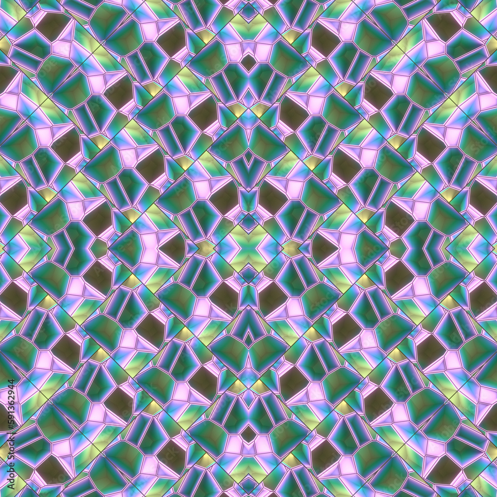 Aufkleber Blocks with pattern of bright colored cracks. 3d rendering background. Digital illustration