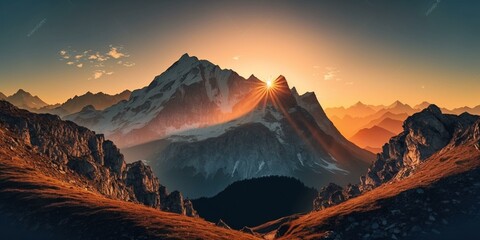 Fototapeta na wymiar Sunset over the Majestic Mountains 