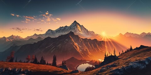 Sunset over the Majestic Mountains 