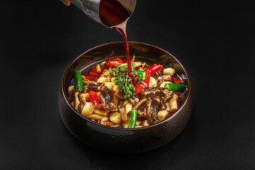 finless eel with Garlic and Green Pepper,Spicy dishes from Sichuan, China