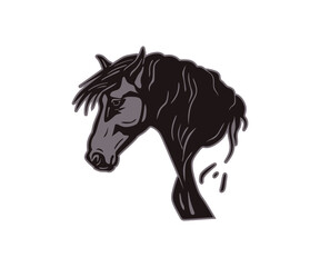 strong horse head logo, silhouette of power horse face vector illustrations
