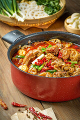 Pig intestines, Chinese hot pot, Chinese food, spicy hot pot