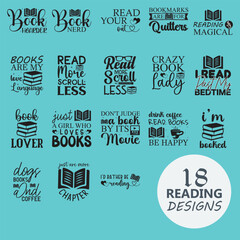 Funny Reading Typographic Design Bundle on Sky Green Background. Print Ready Study Slogan, Quote and Saying for Print on Demand Industry.