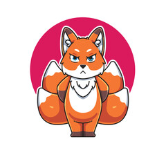 cute fox character illustration is angry, cute cartoon fox character is angry