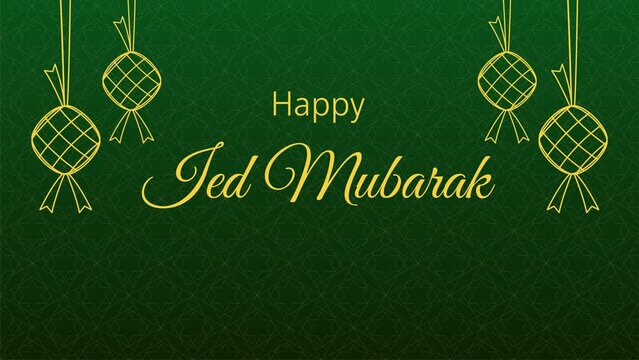 Happy ied mubarak text animation gold color eid mubarak greeting card