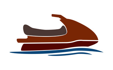 Jet boat icon, color on white background