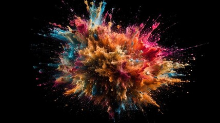 A Colorful Explosion on a Black Background. Generative ai