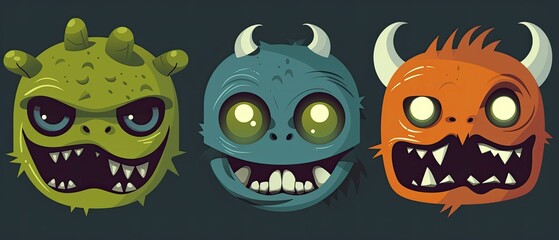 Fototapeta premium Halloween Monster Head Set 