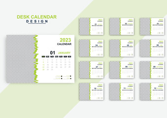 Modern new year 2023 calendar design editable template , week desk calendar design,