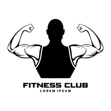 Man with muscular arms vector for gym and fitness center logo