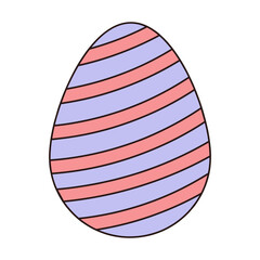 Groovy Easter egg with pattern. Vintage hippie psychedelic clipart.