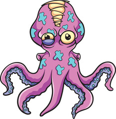 pink octopus zombie vector illustration