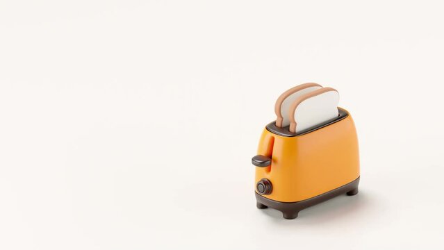 3d loop animation of a toaster on white background.
