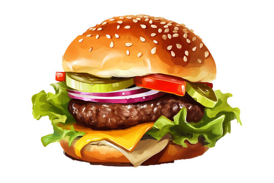 Juicy Burger Delight: Download High-Quality PNG Image with Transparent Background