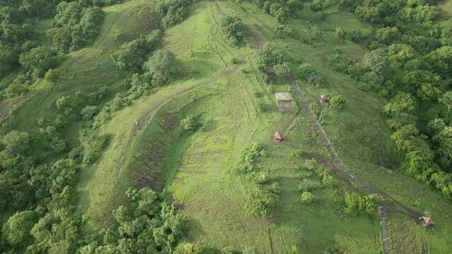 Aerial drone view of the Teletubbies looks landscape in tropical Bali, Indonesia.