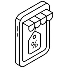 Feedback fVector design of mobile shopping discount lat icon, editable vector