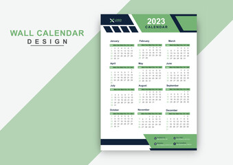 Colorful modern creative  wall calendar design template 2023,  vector illustration. one Page Wall Calendar 2023