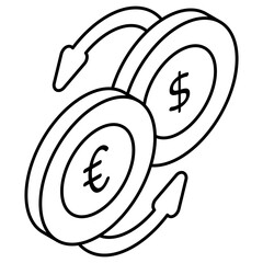 Conceptual design icon of dollar to euro 