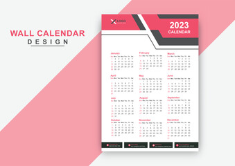 Modern signal wall calendar design template  2023