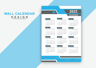 Modern signal wall calendar design template  2023