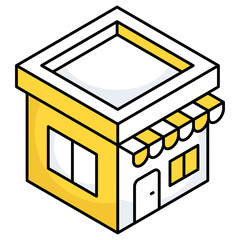A flat design icon of shop architecture