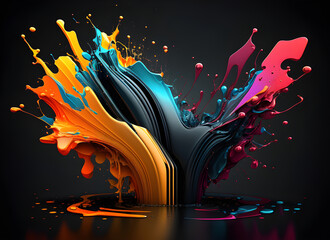 Colorful splash of paint with black background