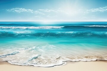Fototapeta na wymiar serene beach with crystal clear blue water. Generative AI