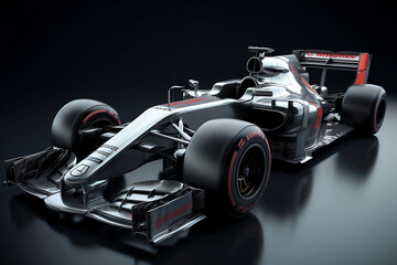 Formula One racing car in the dark background. Generative AI.