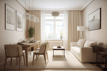 Naklejka na ściany i meble Modern wooden living room. Zen-style interior. Generative AI.