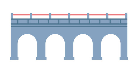 Bridge with arches, city architecture and building