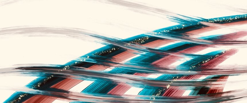 Abstract color painting background with liquid technique, blue nad soft peach paint brush layer, hand painted artwork, free copy space, wallpaper, bg, graphic for wall picture, golden path, 