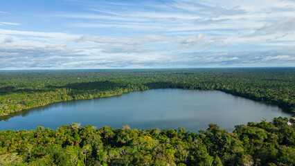 Quistococha Lagoon, a pleasant place to visit near the city of Iquitos in the Peruvian jungle, this...