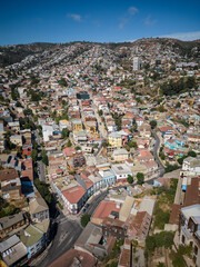 Beautiful view to traditional colorful city buildings in Valparaiso