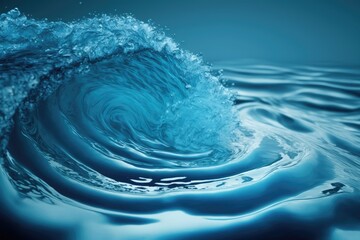 powerful blue wave crashing in the middle of the ocean. Generative AI
