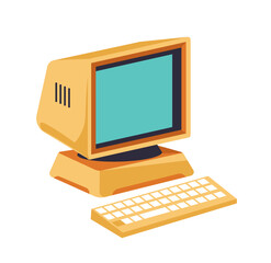 Retro old school gadget, computer with screen