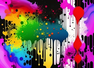 Fototapeta premium graffiti background dripping paint, spray paint, many colors watercolor panting, colorful texture concept generative ai