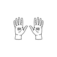 vector illustration of a pair of hands with eyes
