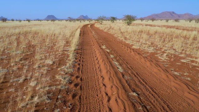 Sand road in Marienfluss valley in Kaokoveld in Namibia, Africa.
