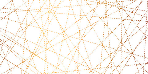 Abstract luxury golden geometric random chaotic dots lines with many squares and triangles shape background.