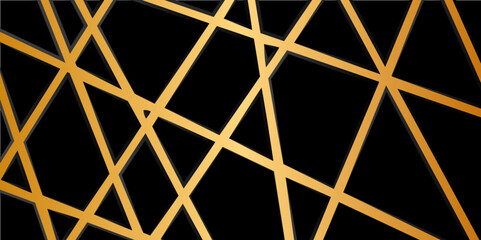 Abstract luxury black and golden lines on black background. Luxury premium gold lines background.