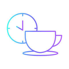 Coffee Office and Business Icons with purple blue outline style. coffee, drink, mug, cup, hot, espresso, beverage. Vector Illustration