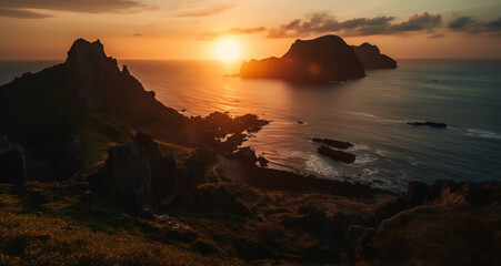 Fototapeta na wymiar the sunrise on the island