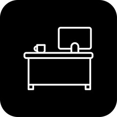 Workspace Office and Business Icons with black filed outline style. office, workspace, business, computer, workplace, work, symbol. Vector Illustration