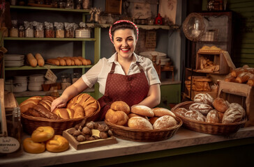 Smiling female baker Generative AI