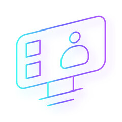 Conference office and business Icons with purple blue outline style. business, conference, people, meeting, seminar, set, team. Vector Illustration