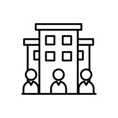 Corporate office and business icons with black outline style. set, sign, people, human, person, design, teamwork. Vector Illustration