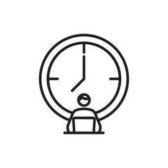 Working time office and business icons with black outline style. set, management, thin, timer, graphic, minute, fast. Vector Illustration