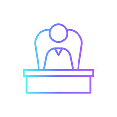 Boss office and business icons with purple blue outline style. male, line, set, sign, human, group, man. Vector Illustration